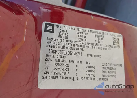 2013 Chevrolet Silverado 1500 Lt from USA, damaged, VIN 3GCPCSE0XDG175741